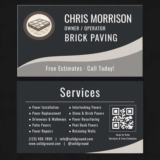 Visite Carte professionnelle QR Code pour pavage de briqu