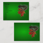 Visite Carte profil de grenouille verte (Devant / Derrière)