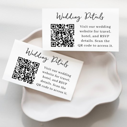 Visite Carte QR de détails de mariage en écriture moderne