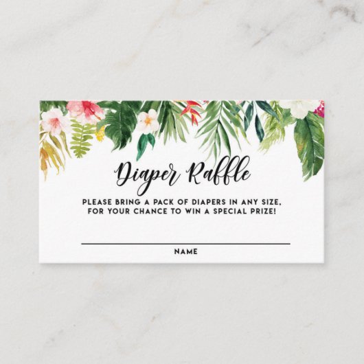 Visite Carte Raffle de couches de fleurs tropicales d'aqu (Devant)
