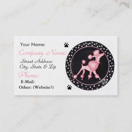 Visite Carte rose de profil d'affaires de caniche (Devant)