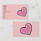 Visite Carte ROSE de profil de COEUR (Devant / Derrière)