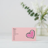 Visite Carte ROSE de profil de COEUR (Debout devant)