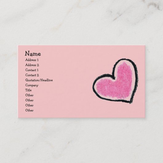 Visite Carte ROSE de profil de COEUR (Devant)