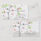 Visite Carte rose mignonne lunatique de profil d'arbre de (Devant / Derrière)