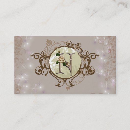 Visite Carte rose N de monogramme d'affaires (Devant)