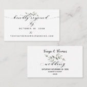 Visite Carte RSVP en ligne du Mariage de calligraphie de  (Devant / Derrière)