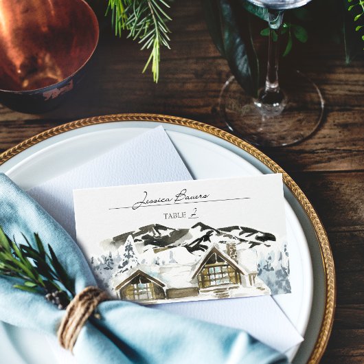 Visite Carte Rustique Mariage de montagne d'hiver