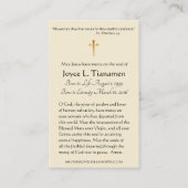 Visite Carte Saint de la mémoire funéraire catholique Cru (Dos)