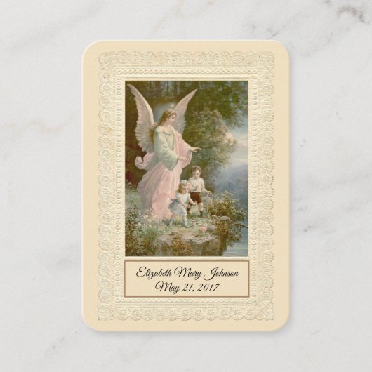Visite Carte Sainte Commémorative de Baptême de Bébé Cath (Devant)