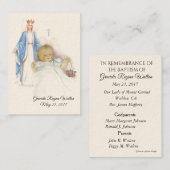 Visite Carte Sainte Commémorative de Baptême de Bébé Fill (Devant / Derrière)