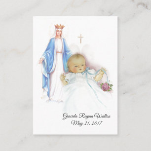 Visite Carte Sainte Commémorative de Baptême de Bébé Fill