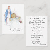 Visite Carte Sainte Commémorative de Baptême de Bébé Fill (Devant / Derrière)