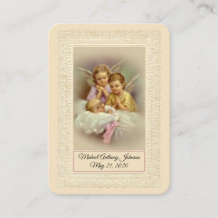 Visite Carte Sainte Commémorative de Baptême de Bébé Fill