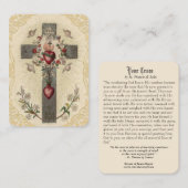 Visite Carte sainte de coeurs de fleurs sacrées croisées (Devant / Derrière)