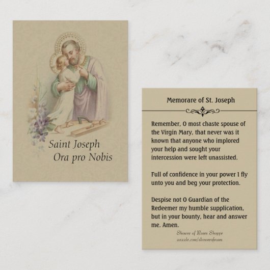 Visite Carte sainte de Jésus Memorare d'enfant de St (Devant / Derrière)