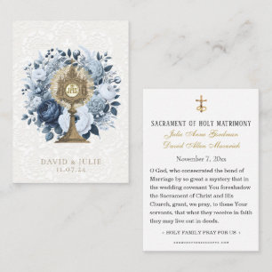 Visite Carte Sainte de Mariage Catholique Bleue Fleurie O