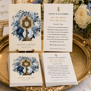 Visite Carte Sainte de Mariage Catholique Bleue Fleurie O