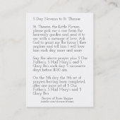 Visite Carte sainte de Novena de crucifix de St Therese (Dos)