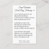 Visite Carte sainte de prière de jour de Valentines avec (Dos)