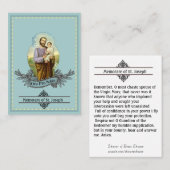 Visite Carte sainte de prière de St Joseph Memorare (Devant / Derrière)