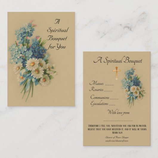Visite Carte sainte de prière vintage de bouquet (Devant / Derrière)