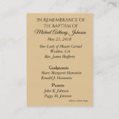Visite Carte Sainte de Remembrance de Baptême Catholique  (Dos)