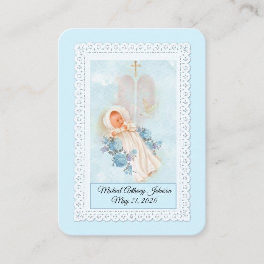 Visite Carte Sainte de Remembrance de Baptême Catholique (Devant)