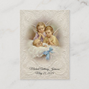 Visite Carte Sainte de Remembrance de Baptême de Bébé Cat