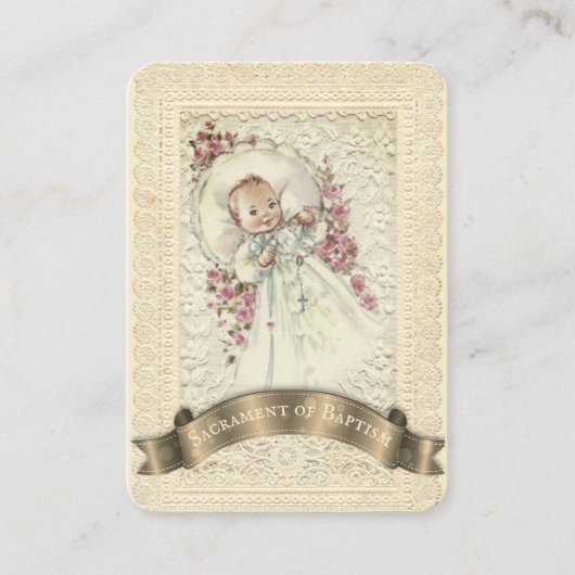 Visite Carte Sainte de Remembrance de Baptême de Bébé Cat (Devant)