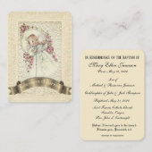 Visite Carte Sainte de Remembrance de Baptême de Bébé Cat (Devant / Derrière)