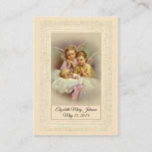 Visite Carte Sainte de Remembrance de Baptême de Bébé Fil