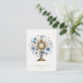 Visite Carte Sainte Mariage de Monstrance Florale Bleue C (Debout devant)