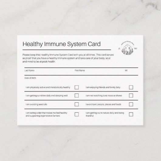 Visite Carte système immunitaire saine | Pack de 100 (Devant)