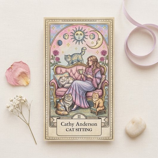 Visite Carte Tarot Chatter Mystique de Chat Sitter Kitty