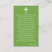 Visite Carte verte de la prière commémorative funéraire s (Dos)