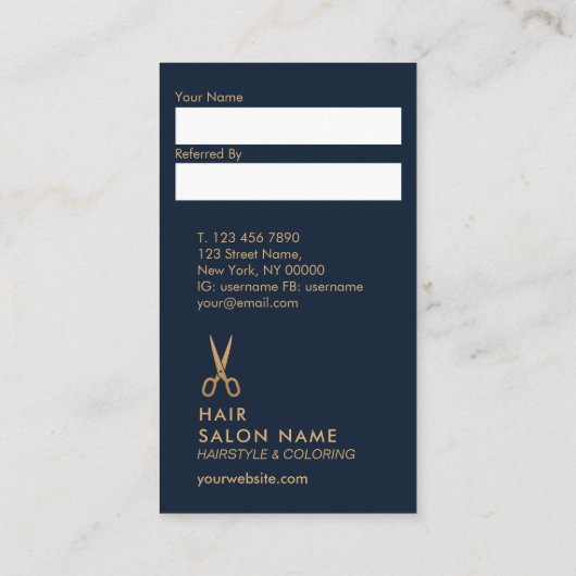 Visite Carte verticale de référence de coiffeur (Dos)