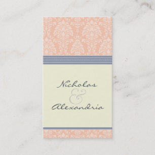 Visite Carte Web Mariage damassé de charme (rose/gris)