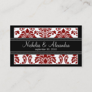 Visite Carte Web Mariage damassé de charme (rouge/noir)