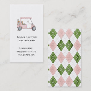Visite Chariot de golf rose et carte professionnelle de p