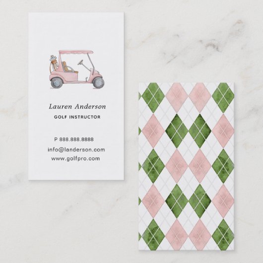 Visite Chariot de golf rose et carte professionnelle de p (Devant / Derrière)