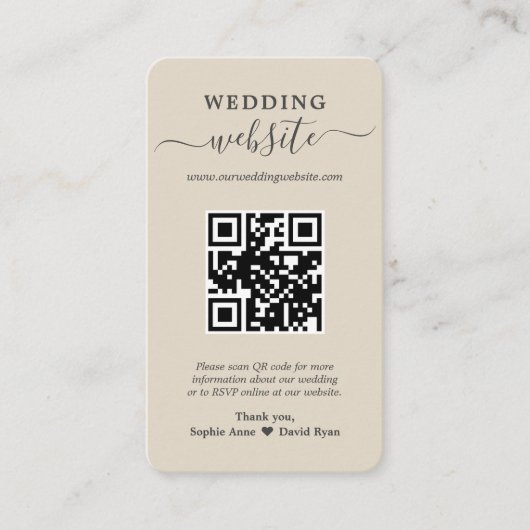 Visite Charm QR Code Photo Mariage Site Internet Carte de (Devant)