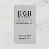 Visite Chef, couvrant l'or de carte de restauration (Dos)