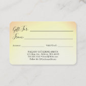Visite Chèque cadeau style carte de crédit or tendance (Dos)