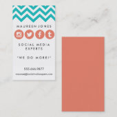 Visite Chevron Girly Teal et carte sociale de médias de (Devant / Derrière)