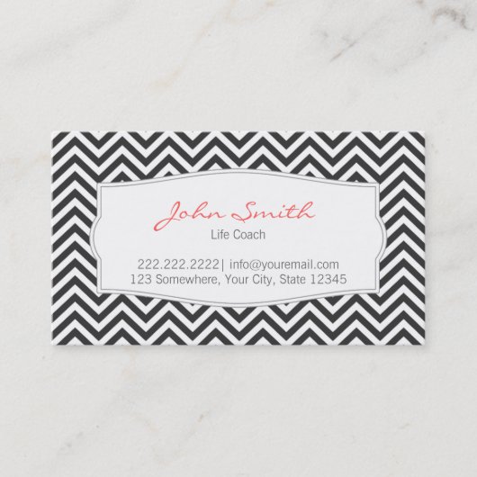 Visite Chevron Gris foncé Gris Gris Frappes Carte de visi (Devant)