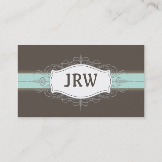 Visite Chic Déco Cadre Monogramme Bleu Bébé Carte de visi (Devant)