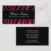 Visite Chic rose chaud et noir Zebra Stripes Carte de vis (Devant / Derrière)