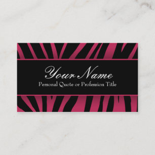 Visite Chic rose chaud et noir Zebra Stripes Carte de vis