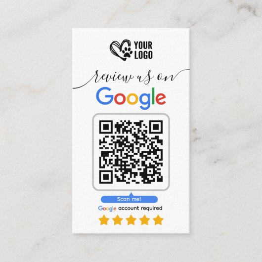 Visite Chien Grooming Google Demande de carte de révision (Devant)